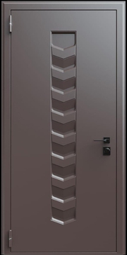 Входная термодверь с металлофиленкой и порошковым окрашиванием RAL 8019 (тип №5)